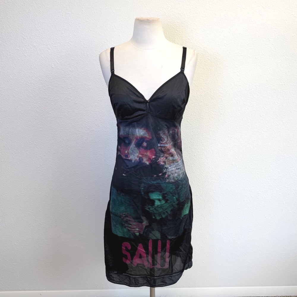 READ Havoc Cult Satin Slip Midi Dress Womens S/M Gothic Grunge Horror Halloween